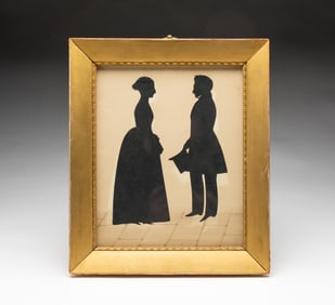 AUGUSTE EDOUART (FRENCH, 1788-1861; ACTIVE IN THE U.S. 1839-1849) CUT PAPER AND WATERCOLOR FULL-LENG