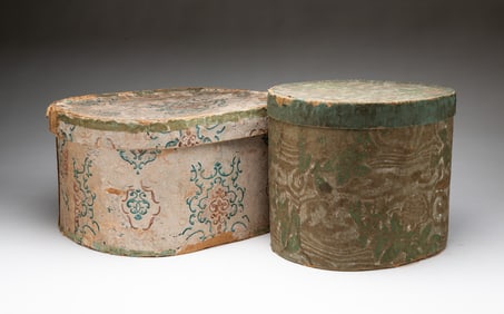 TWO AMERICAN WALLPAPER BAND BOXES.