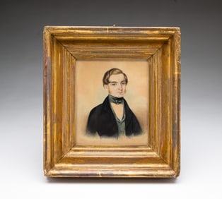 AMERICAN SCHOOL WATERCOLOR PORTRAIT OF A YOUNG GENTLEMAN.