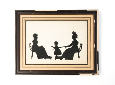 AUGUSTE EDOUART (FRENCH, 1788-1861; ACTIVE IN THE U.S. 1839-1849) CUT PAPER FULL-LENGTH CONVERSATION