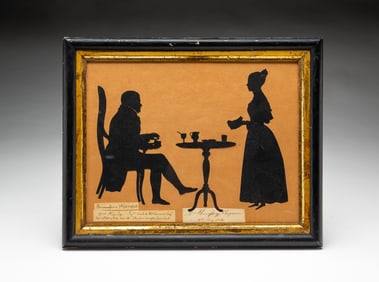 AUGUSTE EDOUART (FRENCH, 1788-1861; ACTIVE IN THE U.S. 1839-1849) CUT PAPER CONVERSATION SILHOUETTE