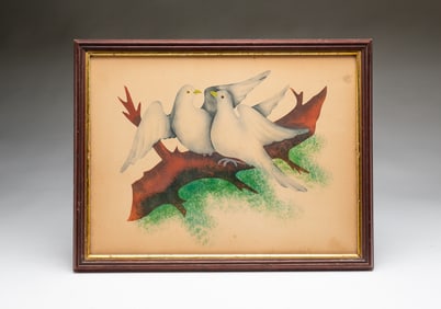 AMERICAN SCHOOL WATERCOLOR THEOREM OF DOVES.