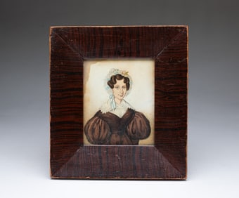 MINIATURE AMERICAN SCHOOL WATERCOLOR PORTRAIT OF A LADY.