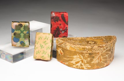 AMERICAN WALLPAPER-DECORATED BOX AND MATCHBOOKS.