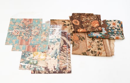 COLLECTION OF NINE AMERICAN PRINTED COTTON CHINTZ FABRICS.