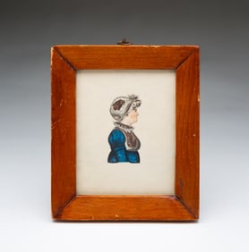 MINIATURE AMERICAN SCHOOL WATERCOLOR ON PAPER PORTRAIT OF A LADY.