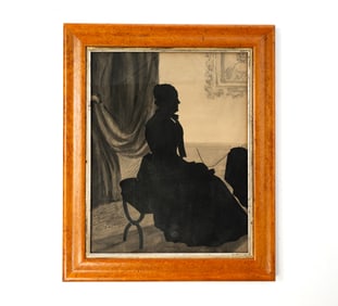 LADY LETITIA LOUISA KERR (ENGLISH, ACTIVE 1825-1868) CUT FLINT PAPER AND WATERCOLOR SILHOUETTE