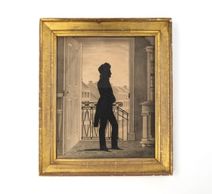 ATTRIBUTED TO WILLIAM HENRY BROWN (AMERICAN, 1808-1883) "FRANCIS R. SHUNK" GOUACHE AND LITHOGRAPH