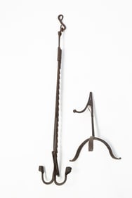 TWO AMERICAN WROUGHT IRON LIGHTING DEVICES.