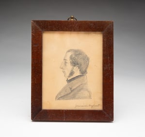 AMERICAN SCHOOL GRAPHITE PROFILE PORTRAIT OF JEREMIAH HAYHURST.