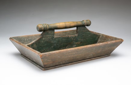 AMERICAN BLUE-WASHED PINE CUTLERY TRAY.