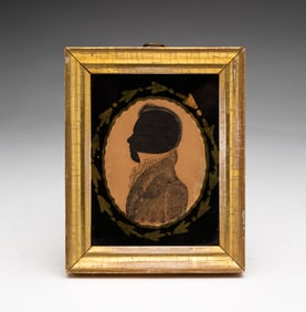 AMERICAN SCHOOL HOLLOW-CUT AND WOOD BLOCK-PRINTED SILHOUETTE PORTRAIT OF A GENTLEMAN.