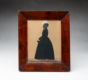 SAMUEL METFORD (ENGLISH/AMERICAN 1810-1890) CUT PAPER, GOUACHE, AND WATERCOLOR SILHOUETTE PORTRAIT
