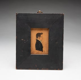 MINIATURE AMERICAN SCHOOL WATERCOLOR PORTRAIT OF A GENTLEMAN.