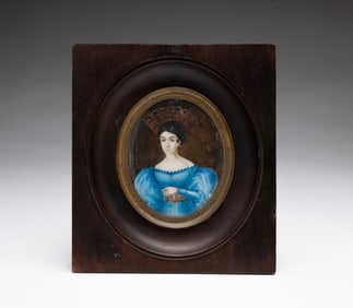 MINIATURE EUROPEAN SCHOOL WATERCOLOR PORTRAIT OF A LADY.