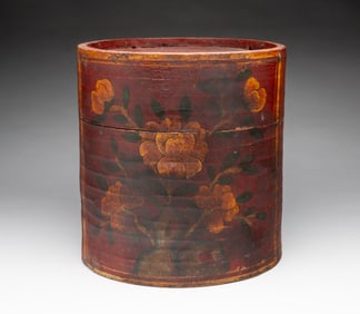 AMERICAN PAINT-DECORATED BENTWOOD BOX.
