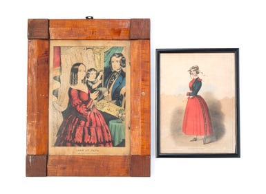 TWO AMERICAN SCHOOL HAND-COLORED PRINTS.
