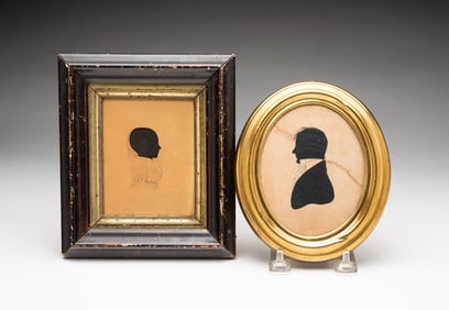 TWO AMERICAN SCHOOL HOLLOW-CUT SILHOUETTE PORTRAITS.