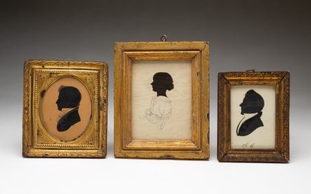 THREE AMERICAN SCHOOL HOLLOW-CUT SILHOUETTE PORTRAITS.