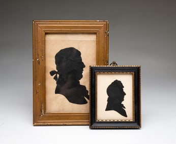 TWO AMERICAN SCHOOL CUT PAPER SILHOUETTE PORTRAITS OF GENTLEMEN.