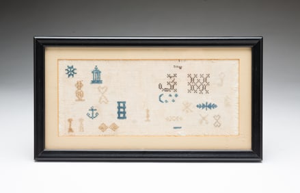 AMERICAN SCHOOLGIRL NEEDLEWORK SAMPLER.