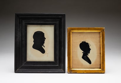 TWO AMERICAN HOLLOW-CUT SILHOUETTE PORTRAITS, INCL. DAY'S PATENT.