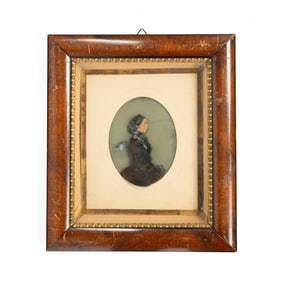 ENGLISH WAX SILHOUETTE OF A LADY.