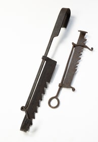 TWO AMERICAN IRON TRAMMELS.