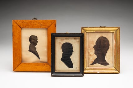 THREE AMERICAN SCHOOL HOLLOW-CUT SILHOUETTE PORTRAITS OF GENTLEMEN.
