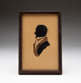AMERICAN SCHOOL HOLLOW-CUT AND GOUACHE SILHOUETTE PORTRAIT OF A MEMBER OF THE COLLETT FAMILY OF