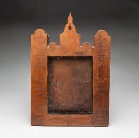 AMERICAN FOLKSY CARVED BIRCH FRAME, DATED 1770.