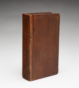 AMERICAN FOLK ART PINE BOOK-FORM BANK.