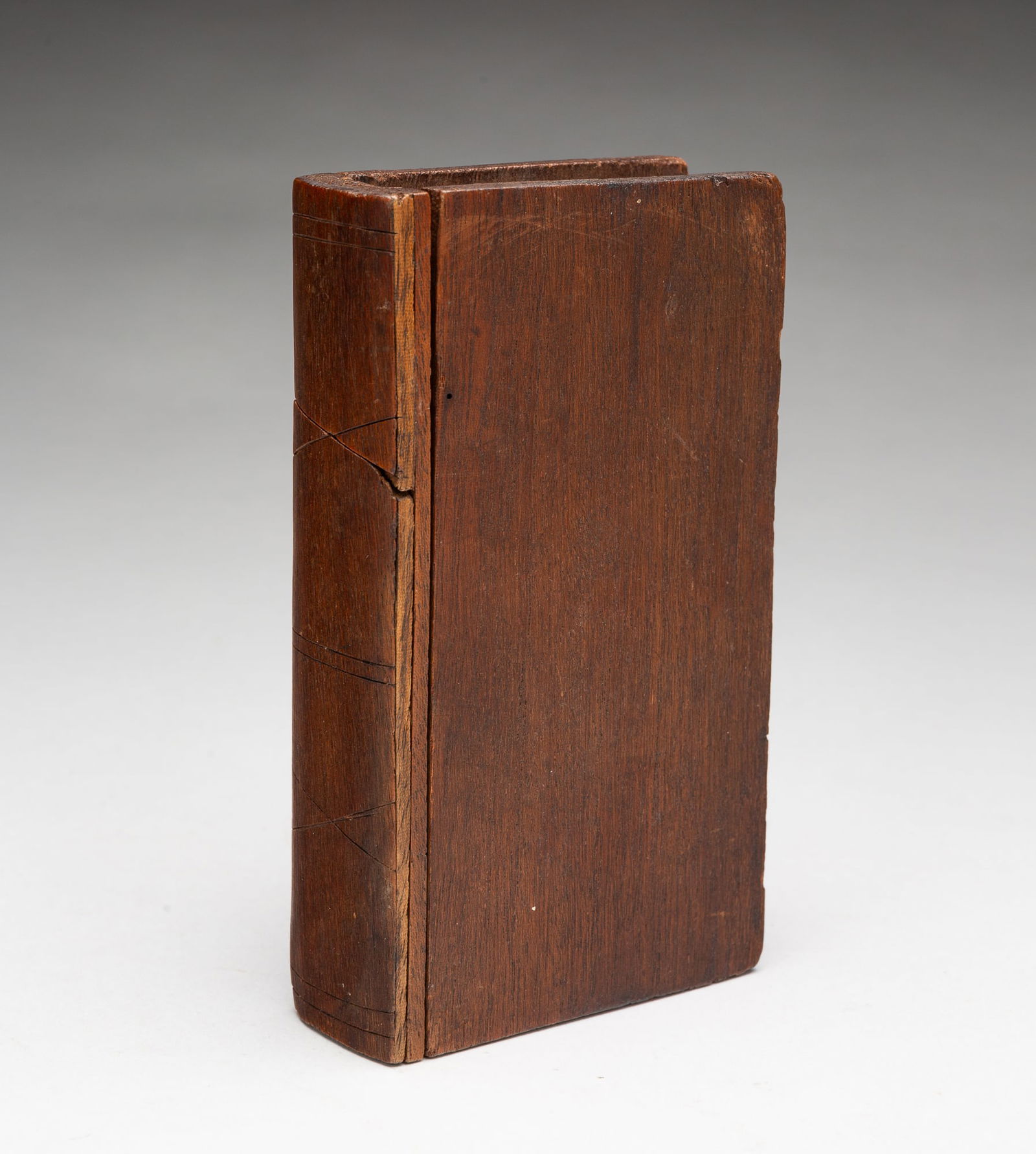 AMERICAN FOLK ART PINE BOOK-FORM BANK. (1 of 3)