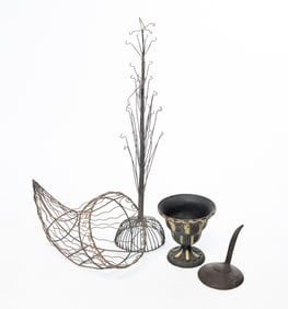 FOUR AMERICAN METAL ITEMS.