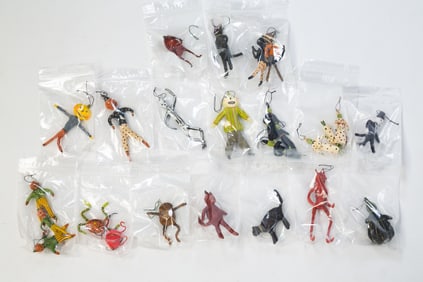 TWENTY-FIVE MARIA PAHLS (AMERICAN, CONTEMPORARY) PAINTED SPUN COTTON HALLOWEEN ORNAMENTS.