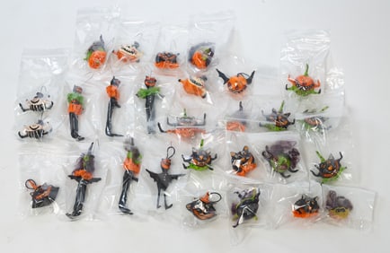 TWENTY-SEVEN AMERICAN PAINTED PAPIER-MACHE HALLOWEEN ORNAMENTS, DATED 2004.