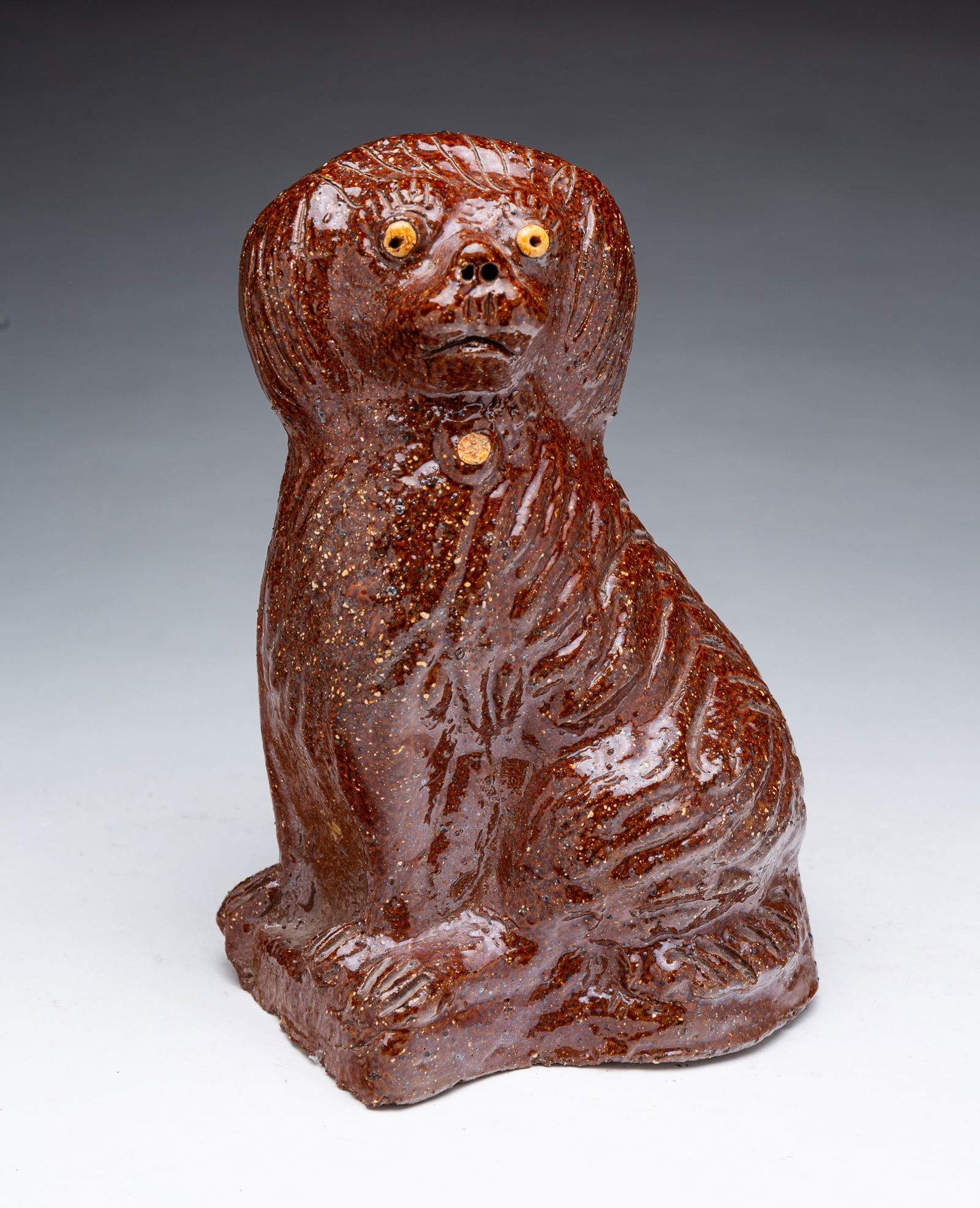 OHIO SEWER TILE SEATED SPANIEL, SIGNED "ROY BLIND". (1 of 5)