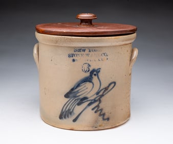 NEW YORK STONEWARE CO. (FT. EDWARD, NEW YORK) COBALT-DECORATED CROCK.