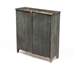 AMERICAN BLUE-GREEN PAINTED PINE LOW CABINET.