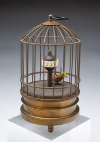 DIMINUTIVE GERMAN BIRDCAGE AUTOMATON.