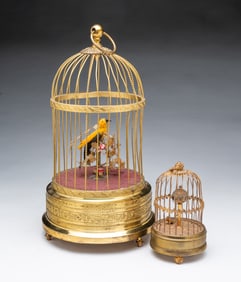 TWO DECORATIVE BIRDCAGE AUTOMATONS.