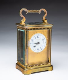 J.F. CALDWELL (PHILADELPHIA, PENNSYLVANIA) BRASS CARRIAGE CLOCK.