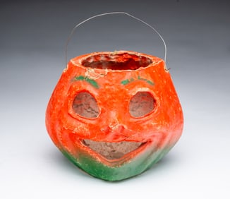 GERMAN PAINTED PAPER PULP HALLOWEEN JACK-O-LANTERN.