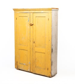 AMERICAN PAINTED PINE JELLY CUPBOARD.