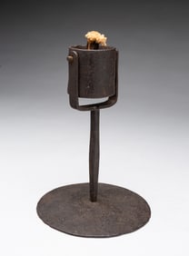 AMERICAN IRON GIMBAL-MOUNTED GREASE LAMP.