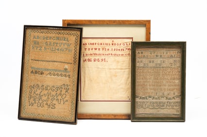 THREE AMERICAN NEEDLEWORK SAMPLERS.