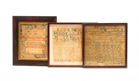 THREE AMERICAN NEEDLEWORK SAMPLERS.