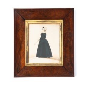 AMERICAN SCHOOL WATERCOLOR PORTRAIT OF A LADY.