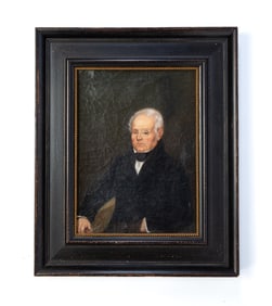 ENGLISH SCHOOL OIL ON CANVAS PORTRAIT OF A GENTLEMAN.