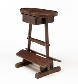 AMERICAN REDDISH-BROWN PAINTED PINE SEED SORTING TABLE.